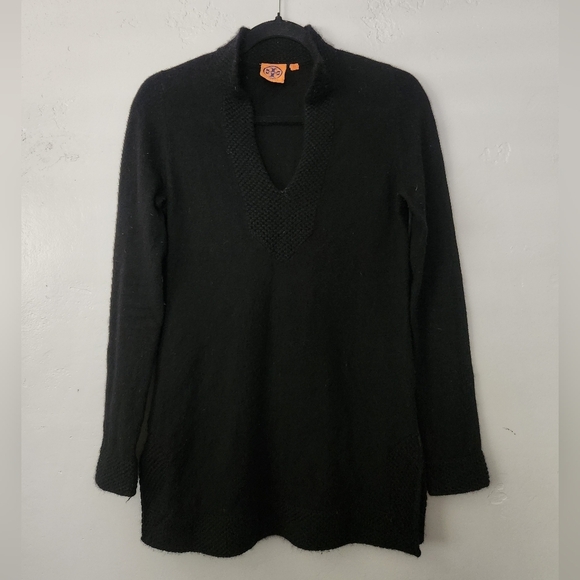 Tory Burch Cashmere Longsleeve Longline Tunic Black XS - Picture 6 of 8